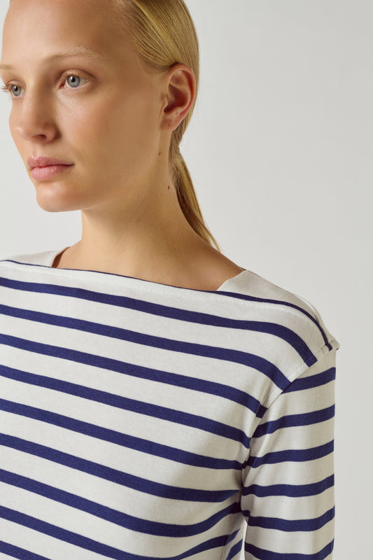 Tee-Shirt Katy - Blanc/Bleu - Coton - Femme