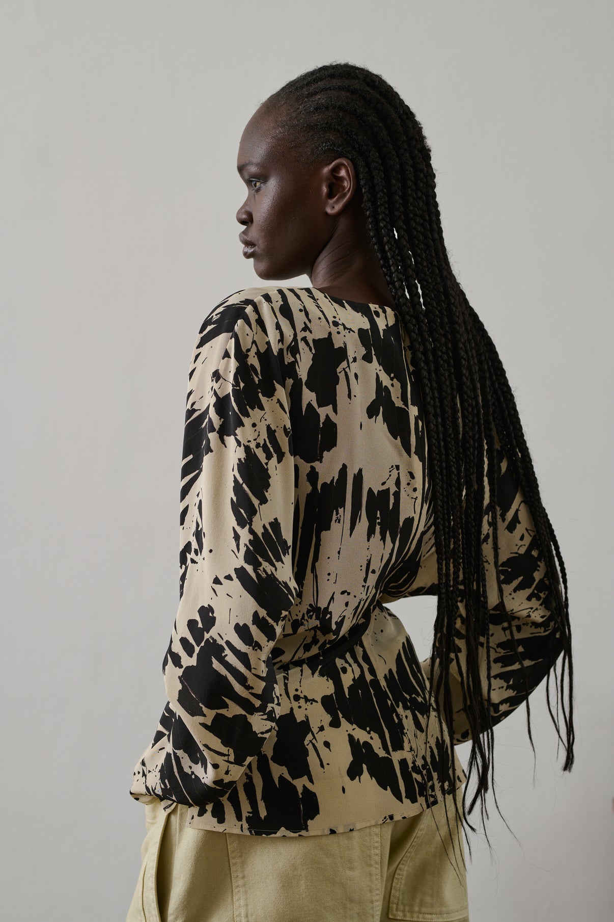 Blouse Feryel - Jaune Pâle/Noir - Soie - Femme vue 4