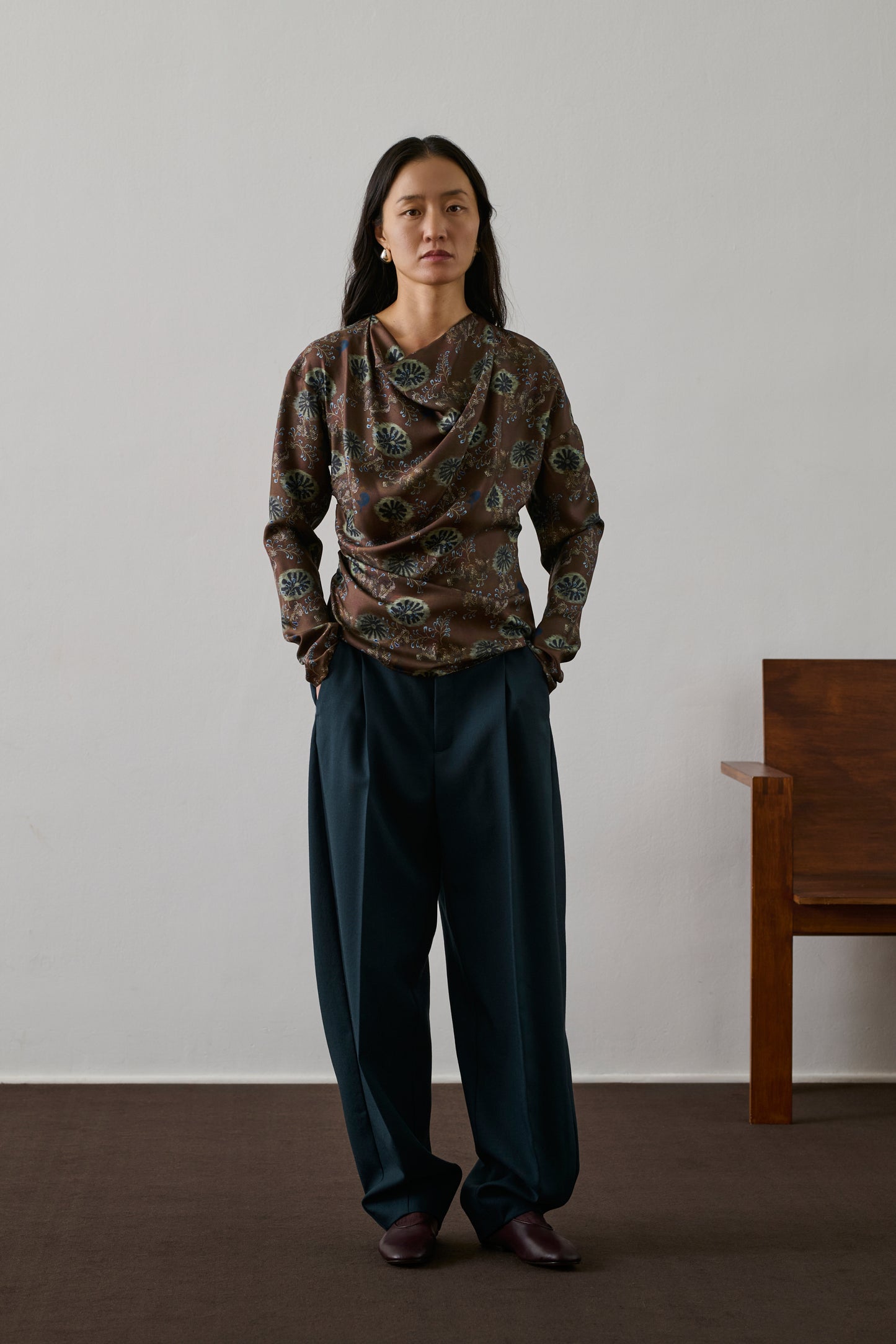 Blouse Fresia - Aubergine/Vert - Soie - Femme