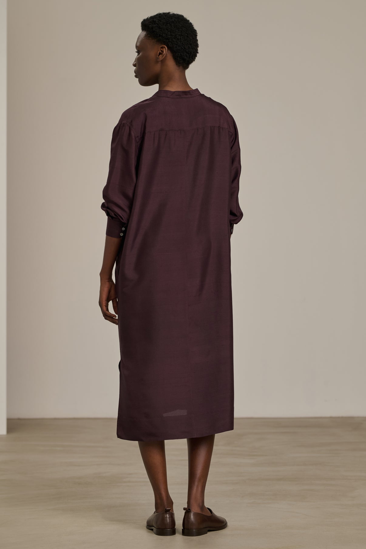 Robe Cabourg - Aubergine - Soie - Femme vue 4